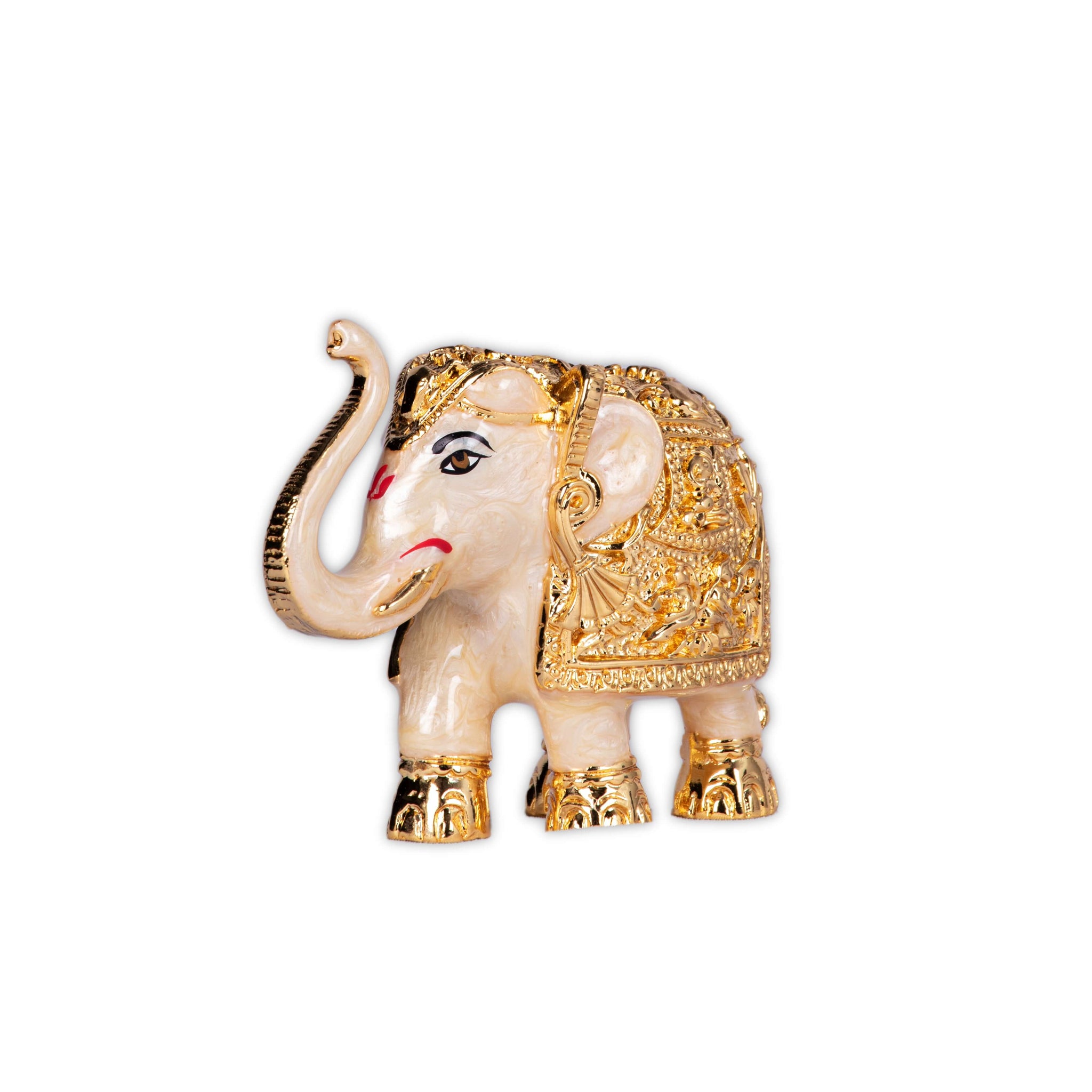 Premium Quality Gold Plated Resin Elephant Show Piece White (3 Inches)