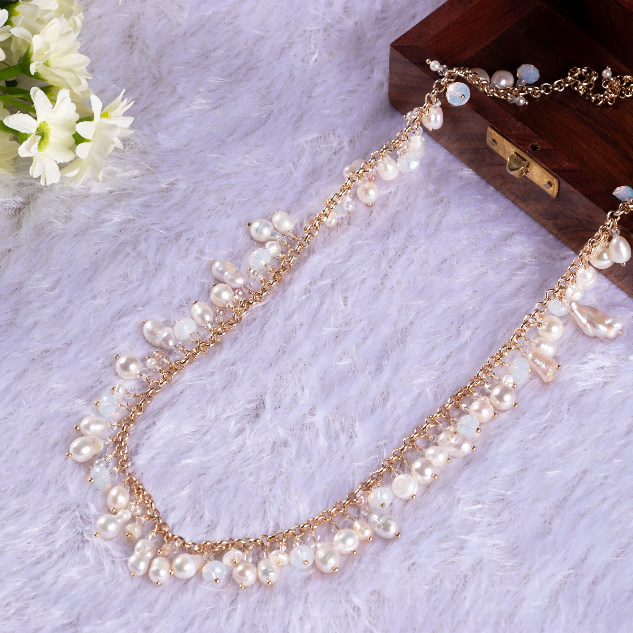 Zaariya- Long Barooque pearl and MOP Shell pearl Necklace