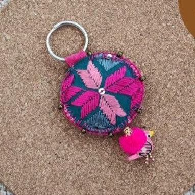 Handmade assorted Phulkari keychains