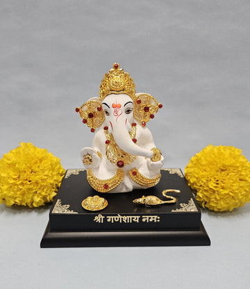 Gold Plated Lord Jewelry Ganesha Idol (4.5 inches) - Pack of 3/5/10