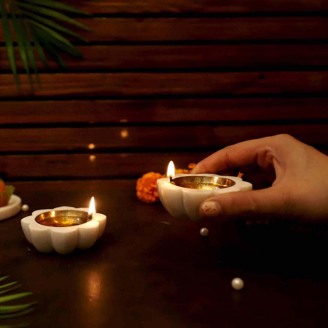 8 petals Marble Diya Pack of 2 (Pack of 5/10/20)
