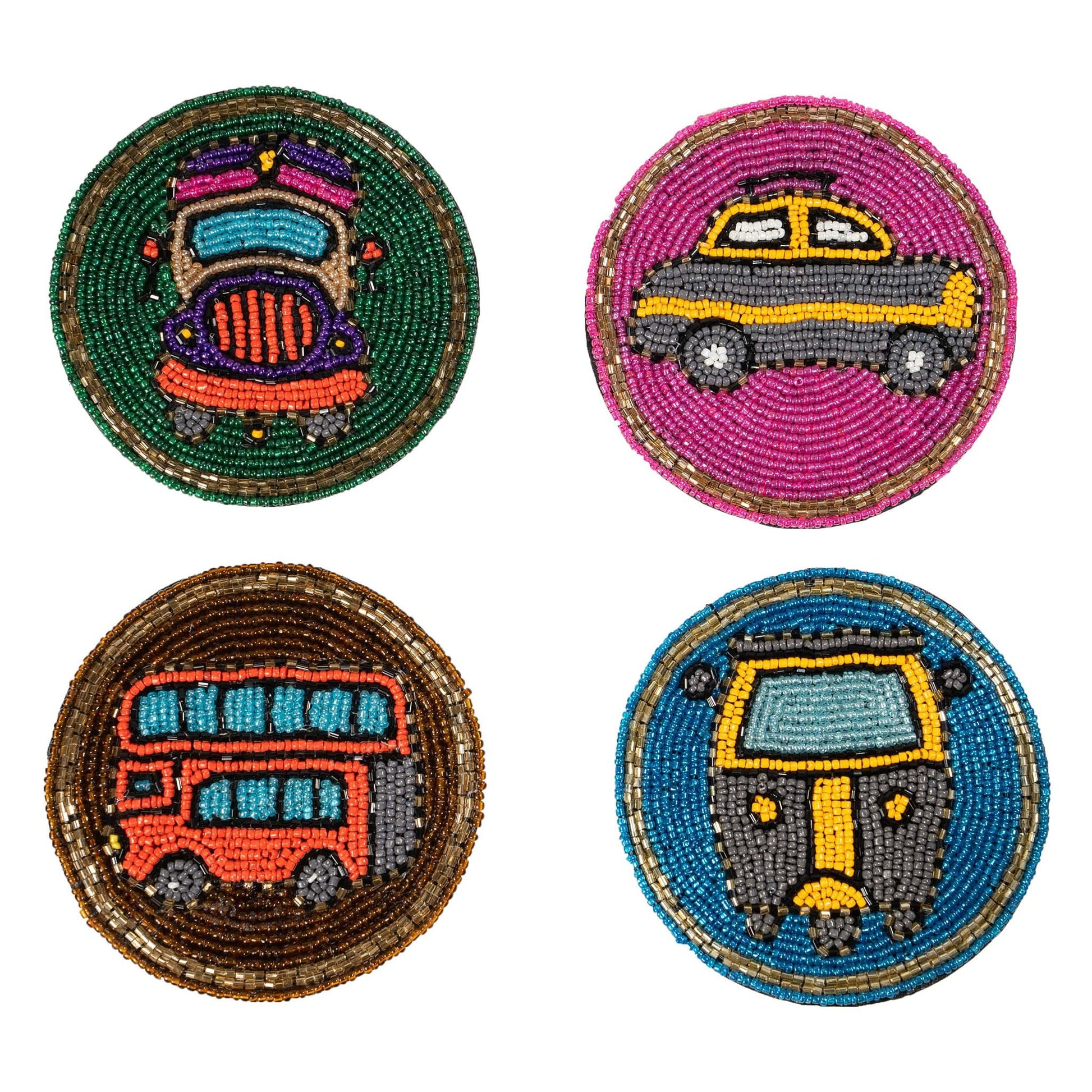 Beaded Coasters - City Theme (Set of 4) - Zaariya