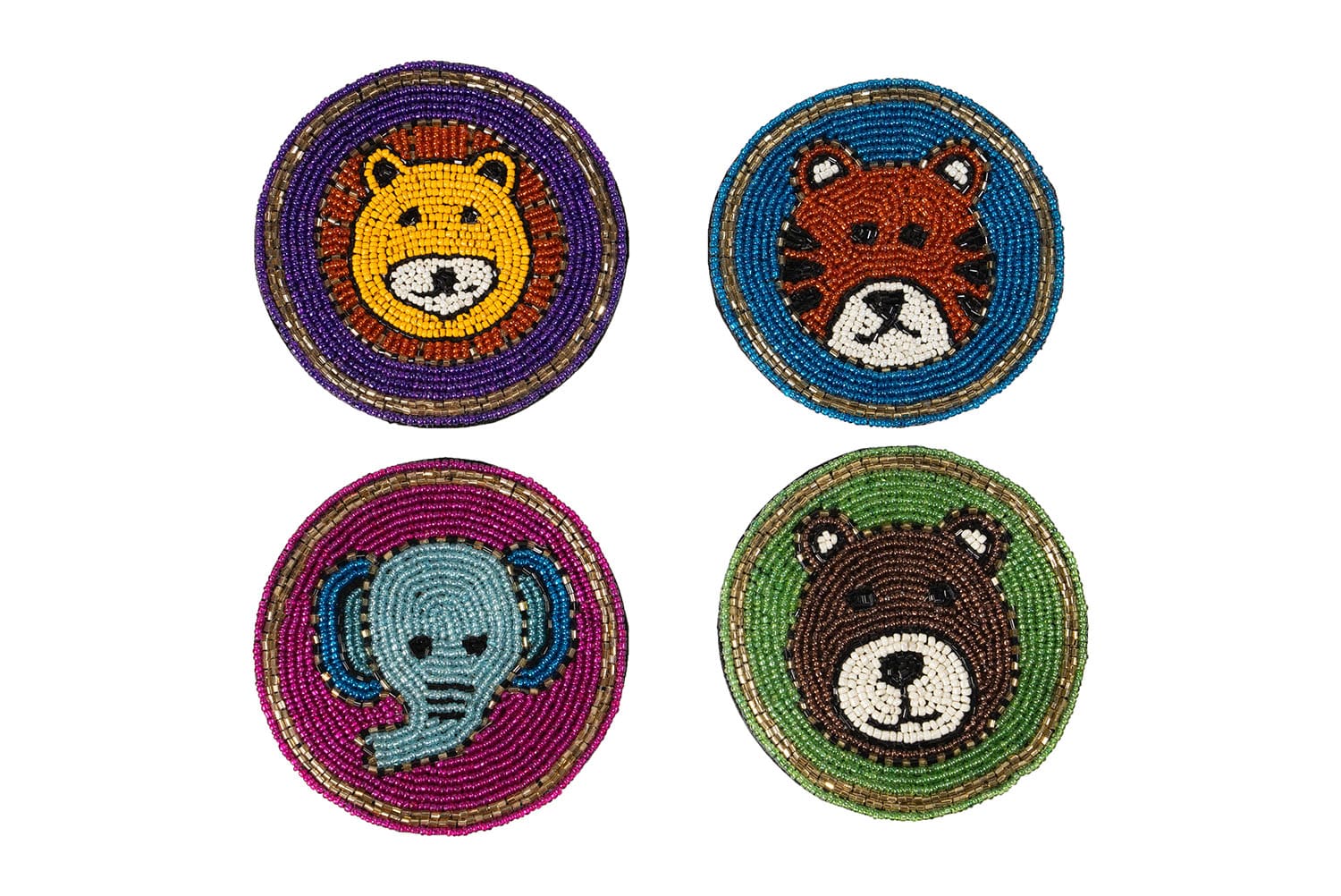 Beaded Coasters - Safari Theme (Set of 4) - Zaariya