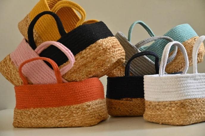 Natural Jute and cotton basket - Zaariya